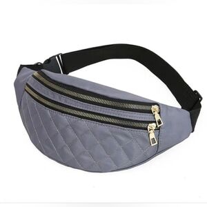 Plaid designed, solid grey, waterproof waist bag or purse.